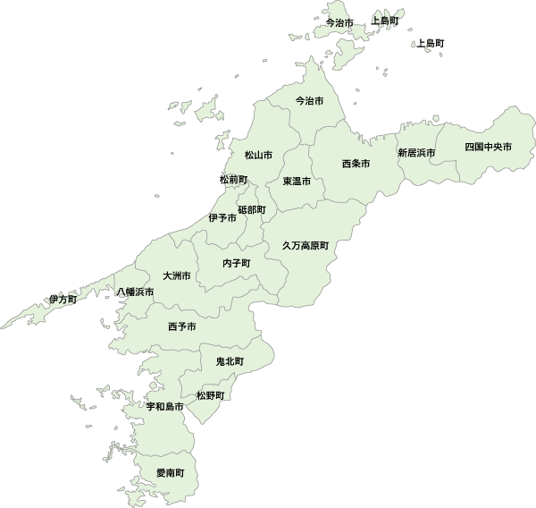 愛媛県の市町村地図